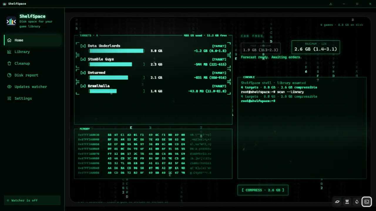 ShelfSpace in the Terminal theme